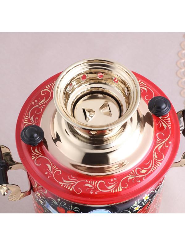 Набор «Рябина», 3 предмета, самовар 3 л, заварочный чайник 0,7 л, поднос