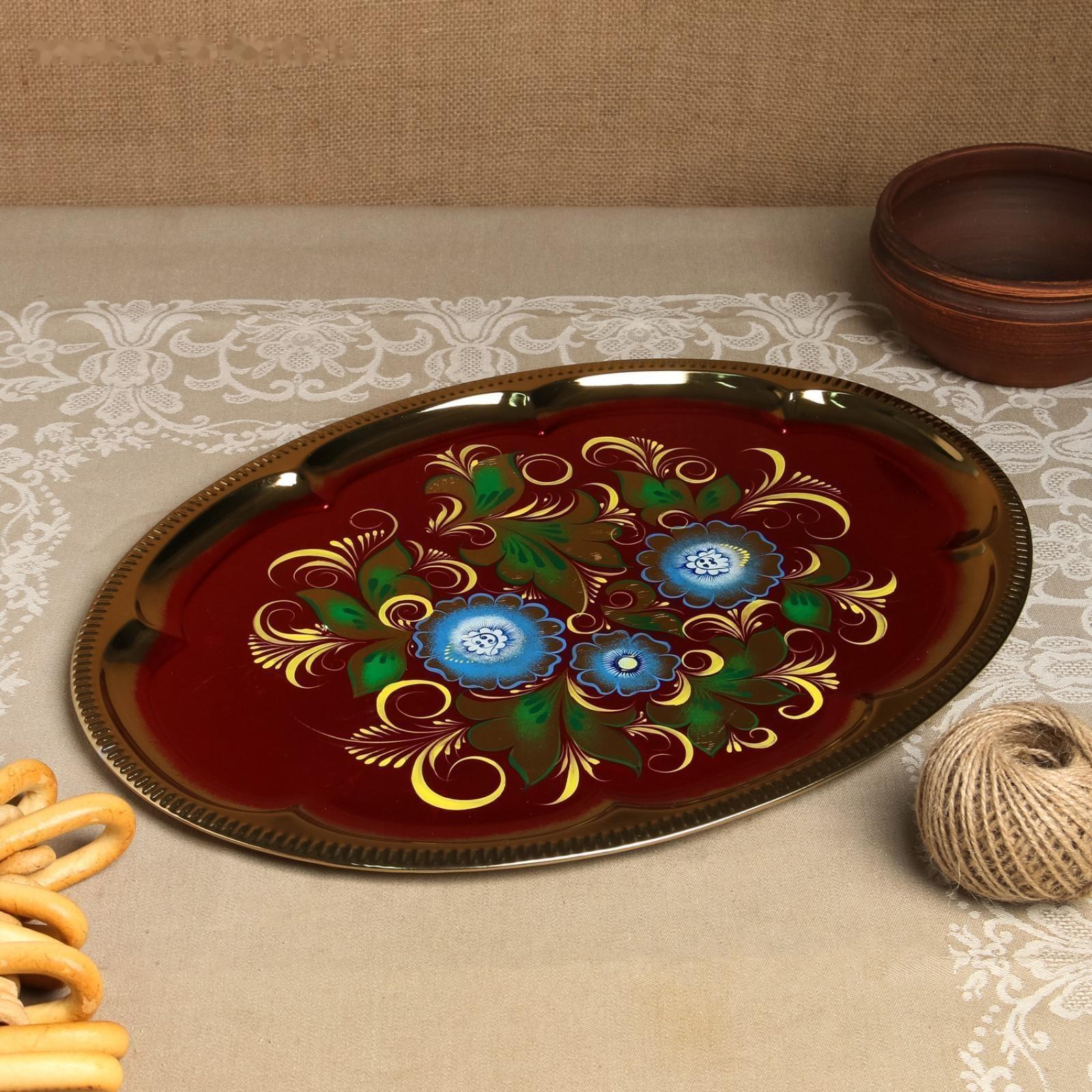 Набор «Васильки», рюмка, 3 предмета, самовар 3 л, заварочный чайник 0,7 л, поднос