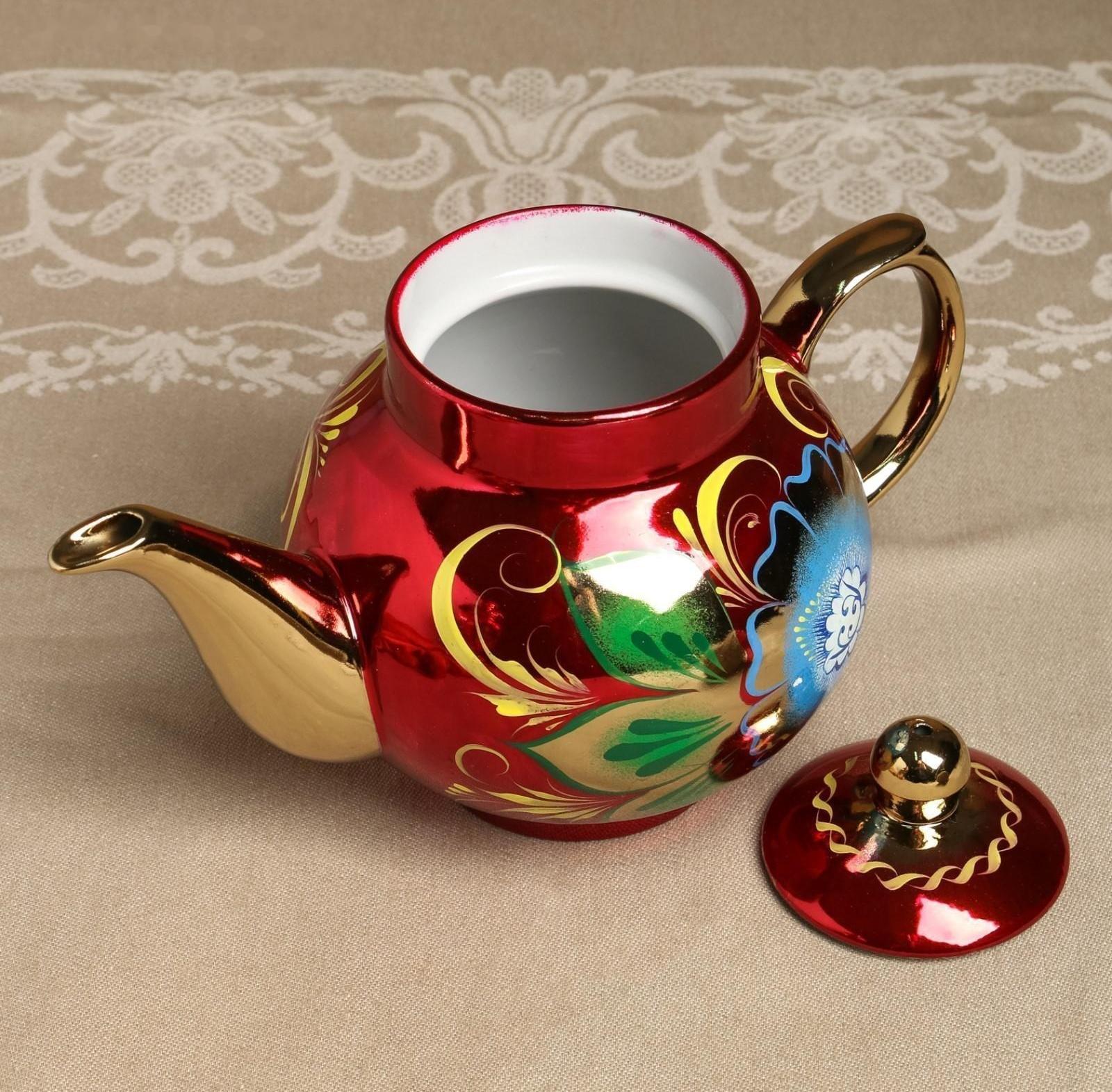 Набор «Васильки», рюмка, 3 предмета, самовар 3 л, заварочный чайник 0,7 л, поднос