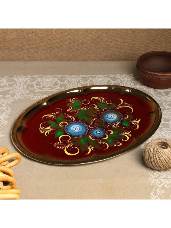 Набор «Васильки», рюмка, 3 предмета, самовар 3 л, заварочный чайник 0,7 л, поднос