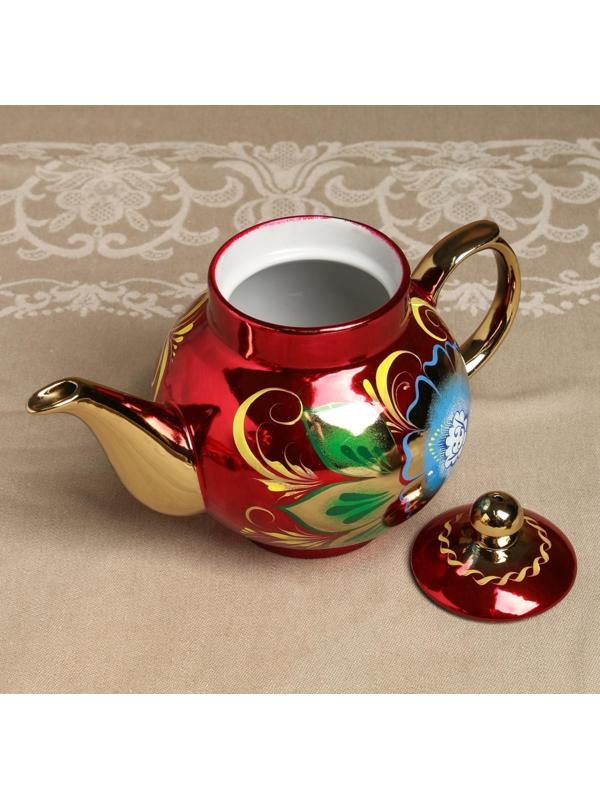 Набор «Васильки», рюмка, 3 предмета, самовар 3 л, заварочный чайник 0,7 л, поднос