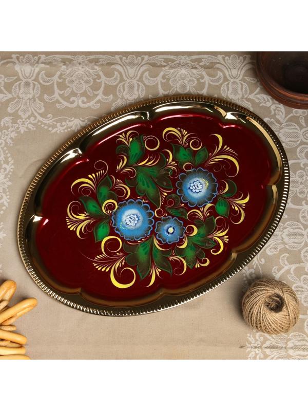 Набор «Васильки», рюмка, 3 предмета, самовар 3 л, заварочный чайник 0,7 л, поднос