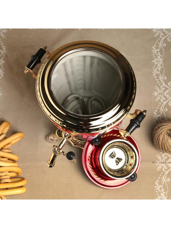 Набор «Васильки», рюмка, 3 предмета, самовар 3 л, заварочный чайник 0,7 л, поднос