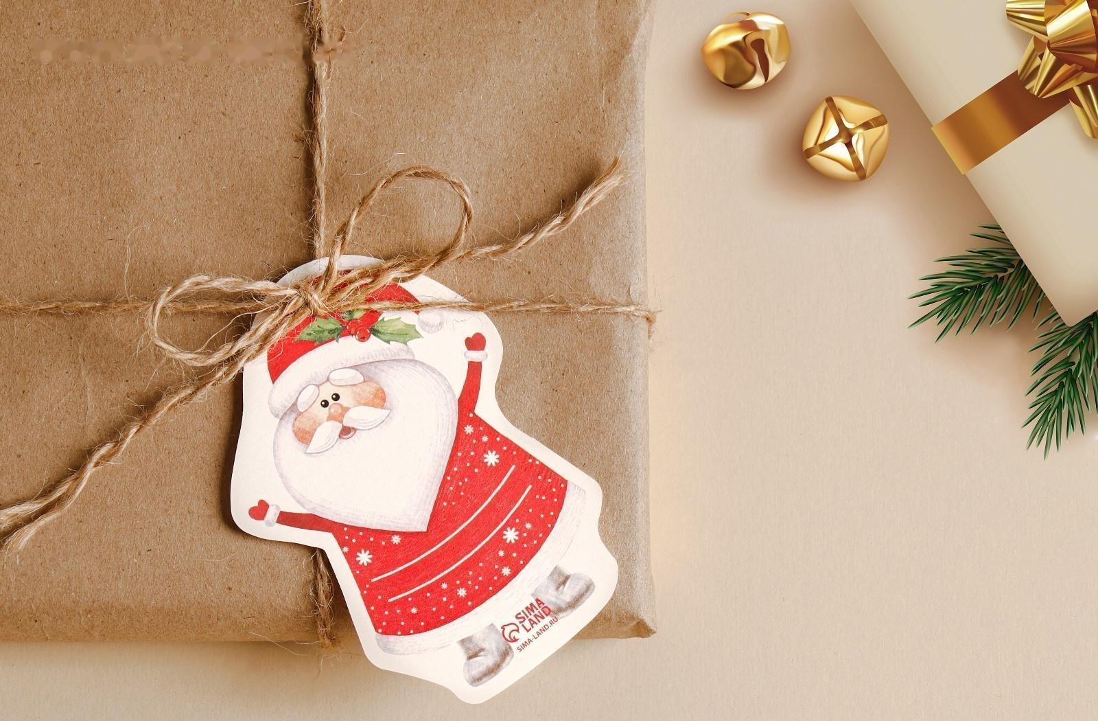 Шильдик декоративный на подарок «Дедушка Мороз», 6,5 × 9,1 см