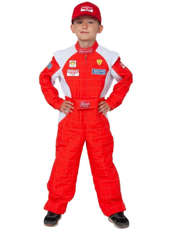 Карнавальный костюм «Гонщик», текстиль, комбинезон, кепка, р. 30, рост 116-122 см