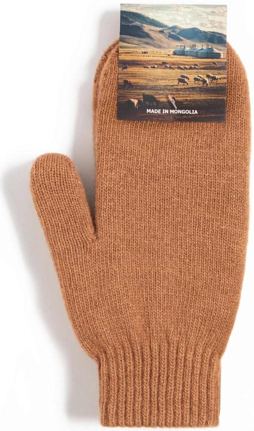 Варежки мужские из монгольской шерсти, цвет рыжий, размер 20-24