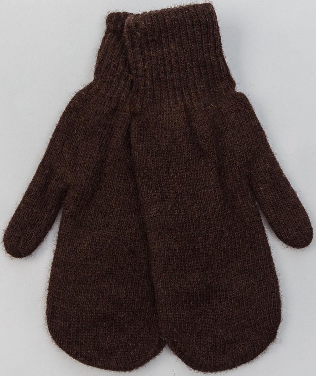 Варежки мужские из монгольской шерсти, цвет шоколадный, размер 20-24 (8-9)
