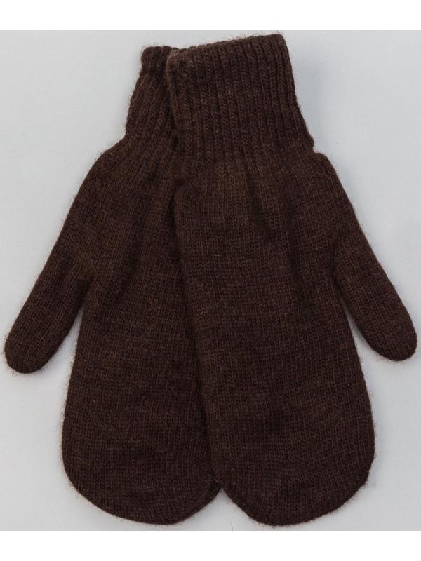 Варежки мужские из монгольской шерсти, цвет шоколадный, размер 20-24 (8-9)