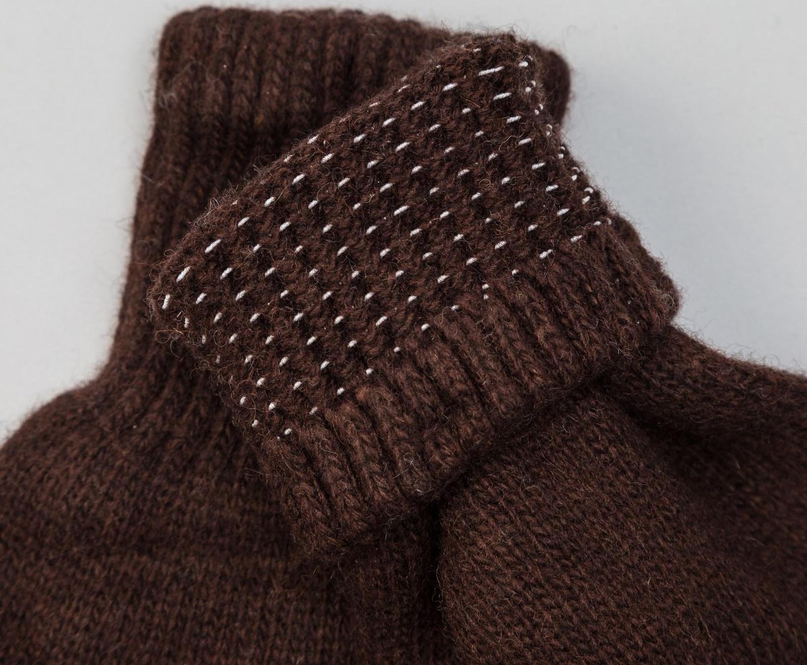 Перчатки мужские из монгольской шерсти, цвет шоколадный, размер 20-24