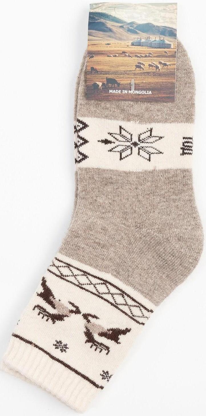 Носки женские из монгольской шерсти, цвет серый, размер 23 (34-36)