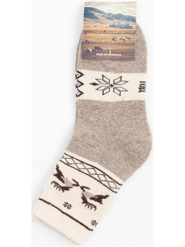 Носки женские из монгольской шерсти, цвет серый, размер 23 (34-36)