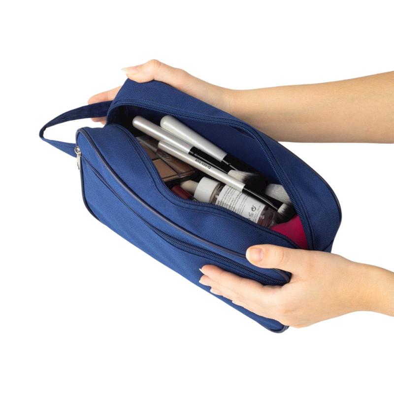 Косметичка на молнии, наружный карман, с ручкой, цвет синий,1331768