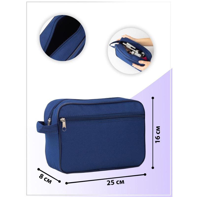 Косметичка на молнии, наружный карман, с ручкой, цвет синий,1331768