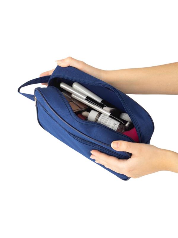 Косметичка на молнии, наружный карман, с ручкой, цвет синий,1331768
