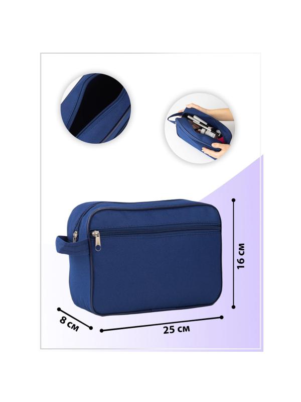 Косметичка на молнии, наружный карман, с ручкой, цвет синий,1331768