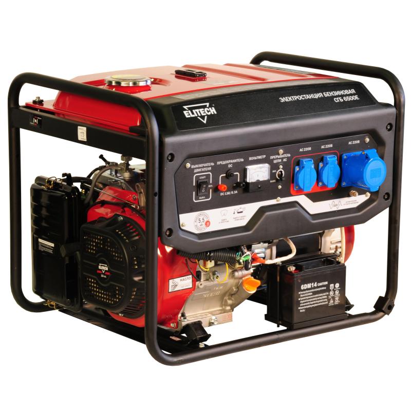 Генератор бензиновый ELITECH 5,0 кВт, AVR, электростартер (СГБ 6500Е)