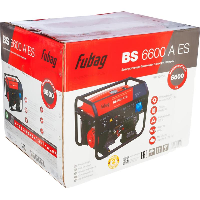 Генератор бензиновый FUBAG BS 6600 A ES, 6кВт, электростартер (641692)