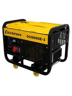 Генератор дизельный CHAMPION 10кВт, 400В, эл.стартер, колеса (DG10000E-3)