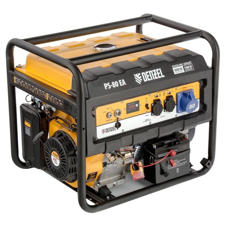 Генератор бензиновый DenzelPS-80EA 7кВт эл.старт, к-р автоматики (946924)