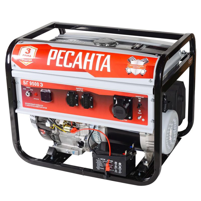 Генератор бензиновый РЕСАНТА БГ 9500 Э, 7.5кВт, электростарт (64/1/49)