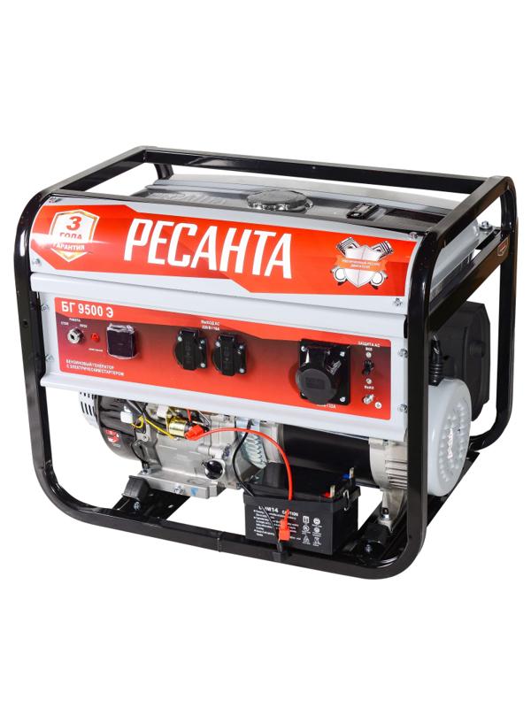 Генератор бензиновый РЕСАНТА БГ 9500 Э, 7.5кВт, электростарт (64/1/49)