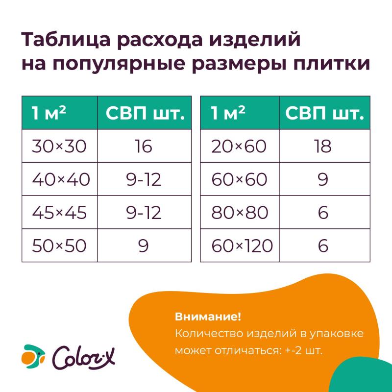 Система выравнивания плитки Color-X Основа 1,0 мм (100 шт/уп)