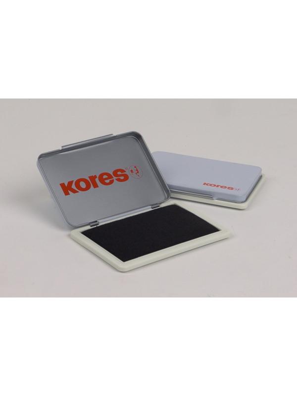 Подушка штемпельная настольная КORES черная 7х11см метал. 71554