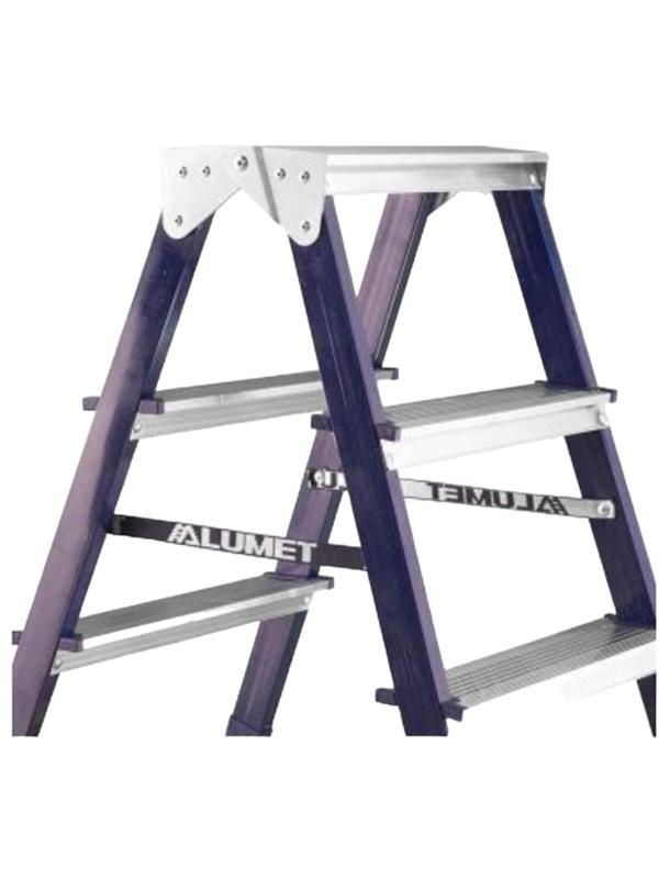 Стремянка Алюмет двухсторонняя стальная с алюмин. ступенями 5 ст. MD8205