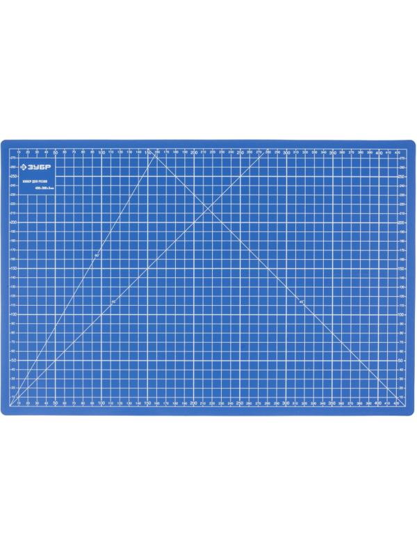 Коврик ЗУБР ЭКСПЕРТ, непрорезаемый, 3мм, цвет синий, 450х300 мм (09902)