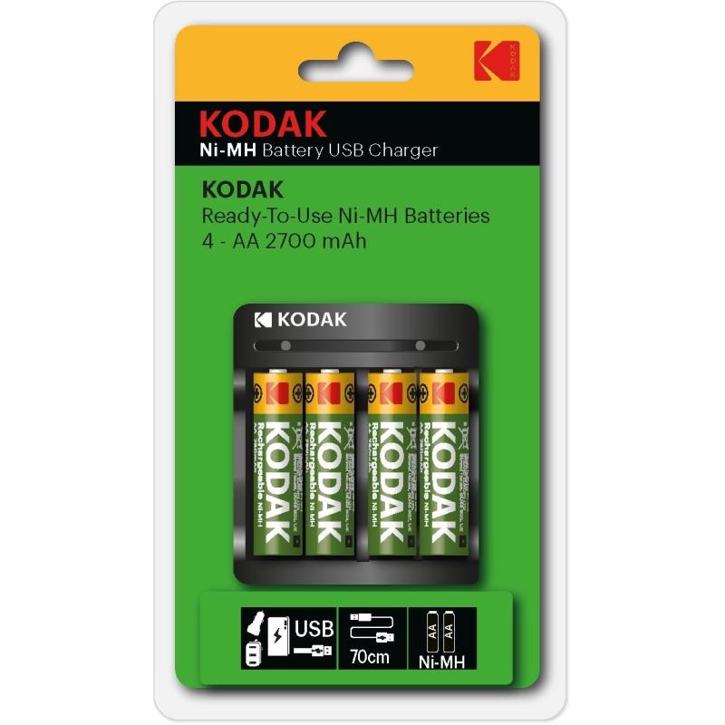 Зарядное устройство Kodak USB, 4 x AA 2700 mAh [K4AA/AAA] (30425521-RU1)