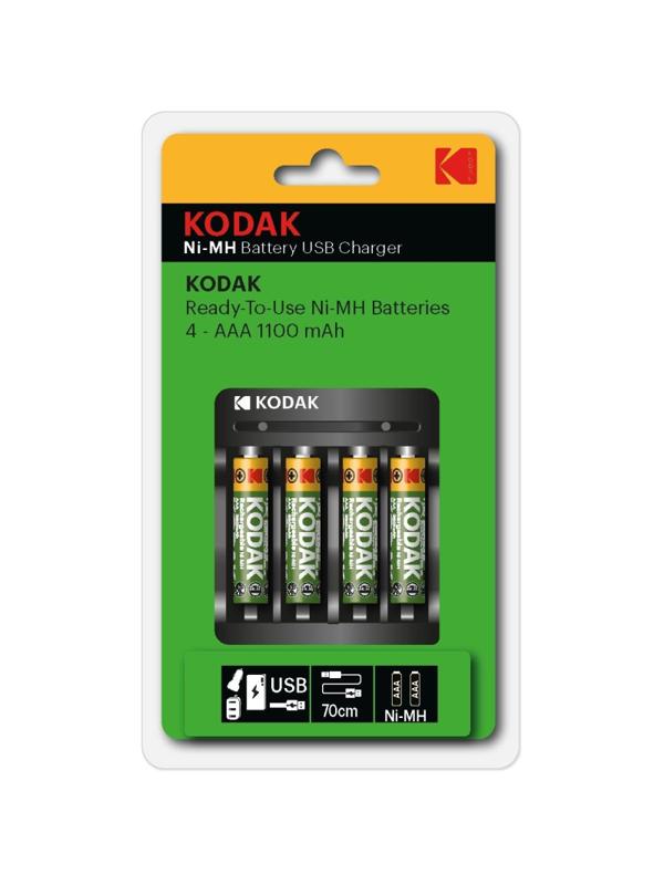 Зарядное устройство Kodak USB, 4 x 1100 mAh [K4AA/AAA] (30425552-RU1)