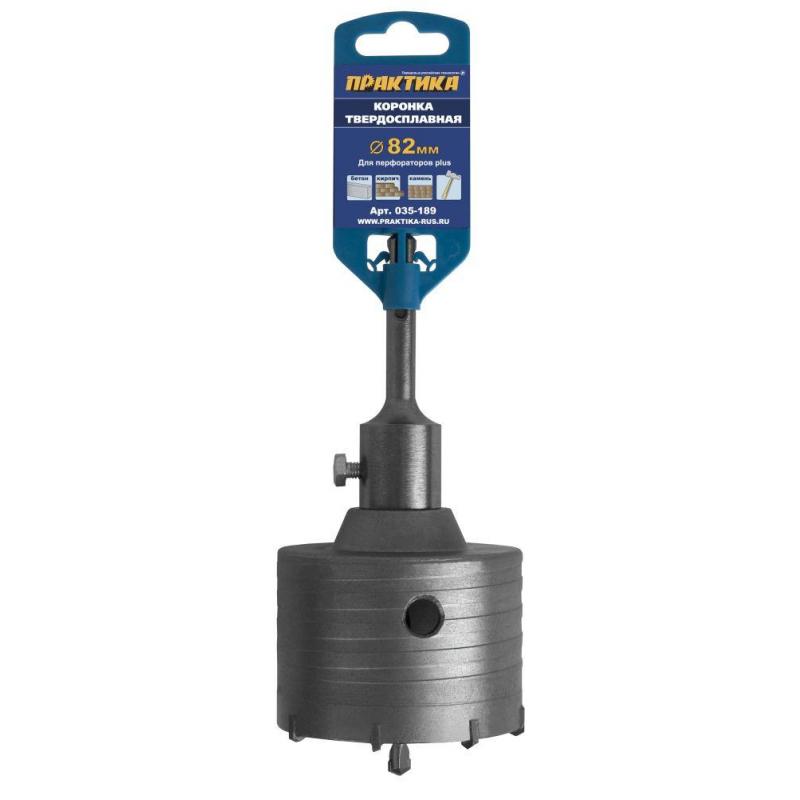 Коронка твердосплавная ПРАКТИКА SDS- Plus ударная 82 мм клипса 035-189