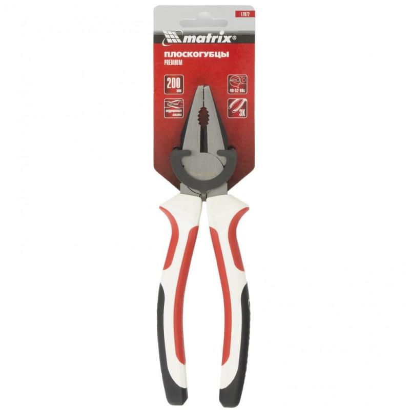 Плоскогубцы 200 мм, трехкомпонентные рукоятки Premium Matrix 17072