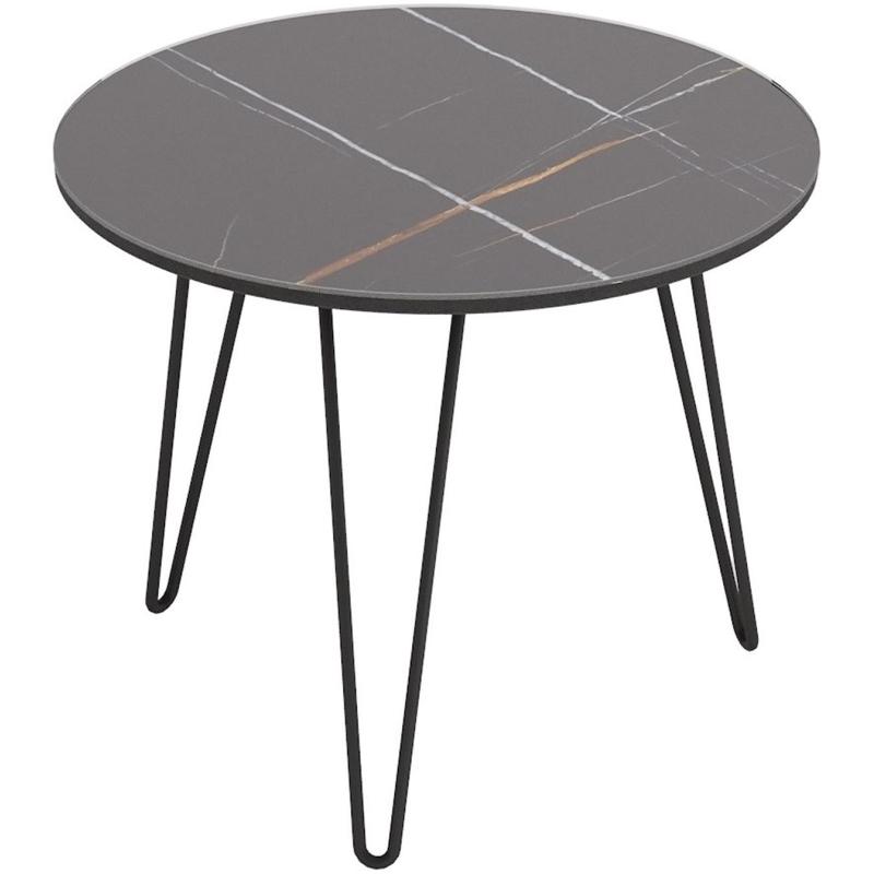 Стол журнальный _KF РИД Glass 430 D550 сахара нуар/черный матовый