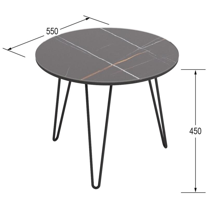 Стол журнальный _KF РИД Glass 430 D550 сахара нуар/черный матовый