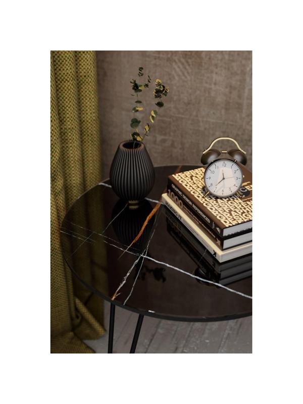 Стол журнальный _KF РИД Glass 430 D550 сахара нуар/черный матовый