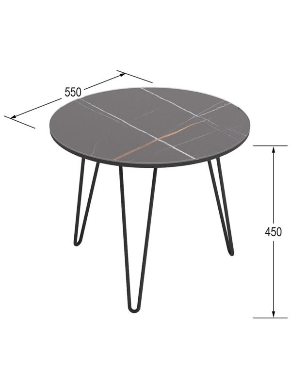 Стол журнальный _KF РИД Glass 430 D550 сахара нуар/черный матовый