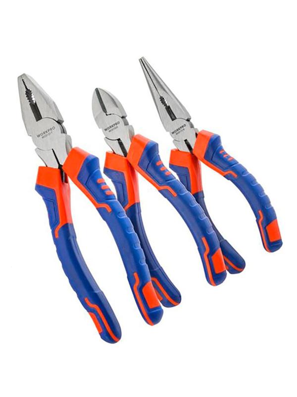 Набор пассатижи 200мм, бокорезы 160мм, длинногубцы 160мм WORKPRO (WP201007)