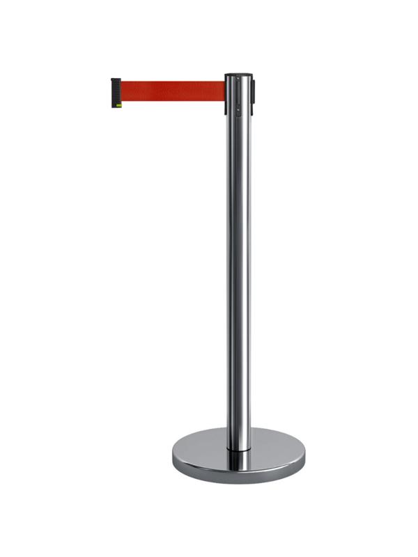 Столбик ограждения Alt с вытяжной лентой 5м сталь нерж.полированная красный