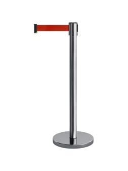 Столбик ограждения Alt с вытяжной лентой 3м сталь нерж.полированная красный