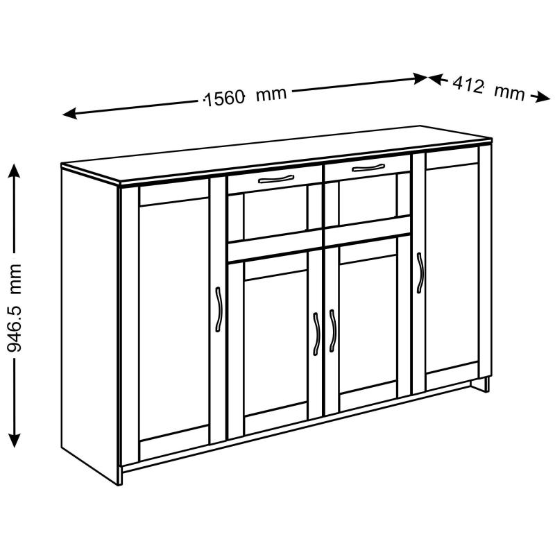 Тумба ШС_Сириус 4 двери и 2 ящика 156х94,65 Дуб Венге