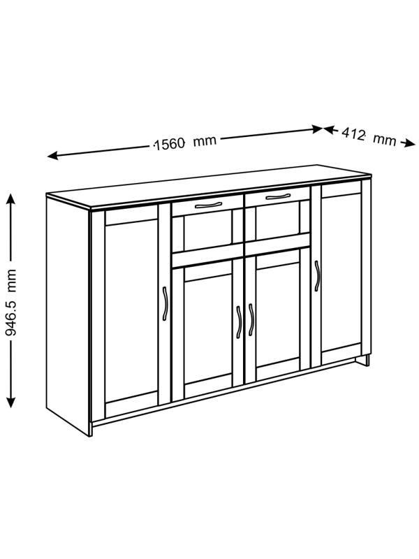 Тумба ШС_Сириус 4 двери и 2 ящика 156х94,65 Дуб Венге