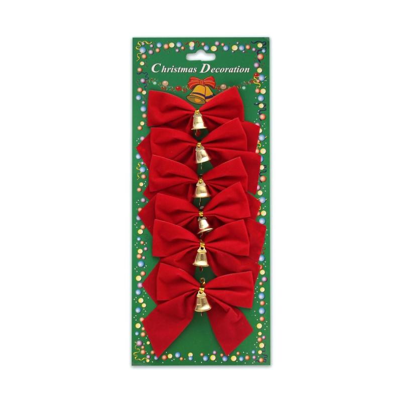 Набор елочных бантов С Новым Годом 8см 6 шт , НУ-8356