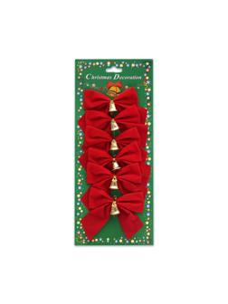 Набор елочных бантов С Новым Годом 8см 6 шт , НУ-8356