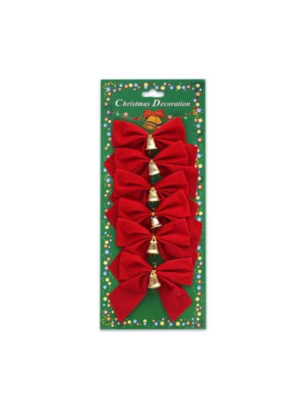 Набор елочных бантов С Новым Годом 8см 6 шт , НУ-8356