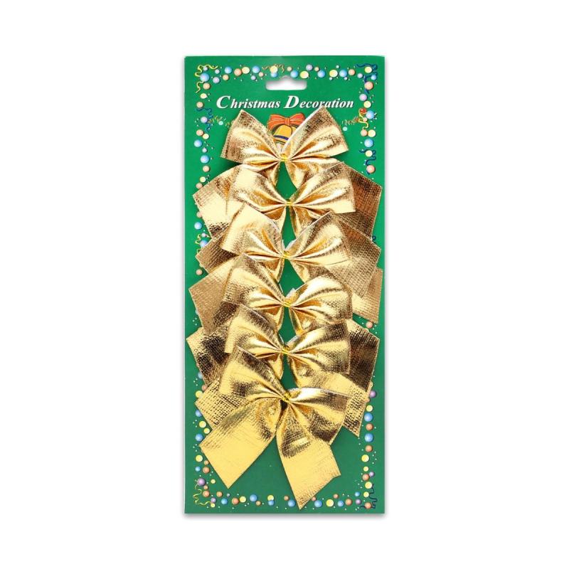 Набор елочных бантов Украшение новогоднее, 6шт.Золотые бантики,8см,НУ-4449