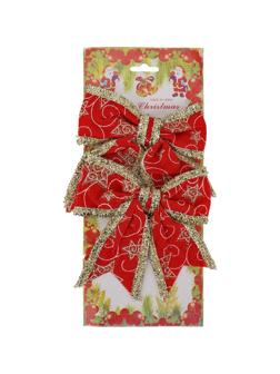 Набор елочных бантов Украшен новогоднее,2шт Дух рождества (красные),НУ-2288