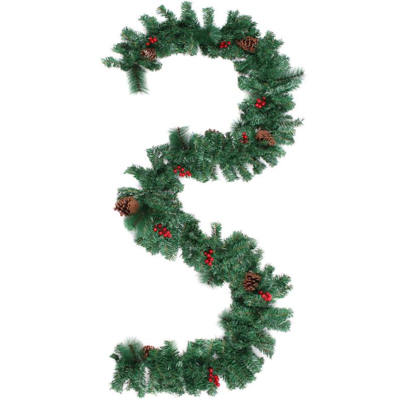 Гирлянда елочная с шишками и красными ягодами 3 м , НГУ-5551