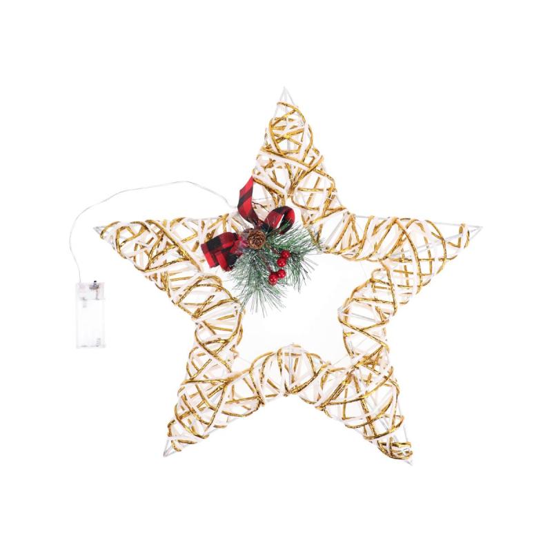 Фигура светящаяся Звезда с бантом, желтая, 46 см , Т-5525