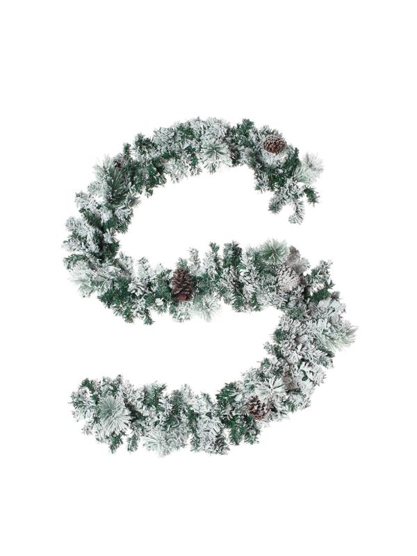 Гирлянда елочная с шишками, заснеженная 3 м , НГУ-5554